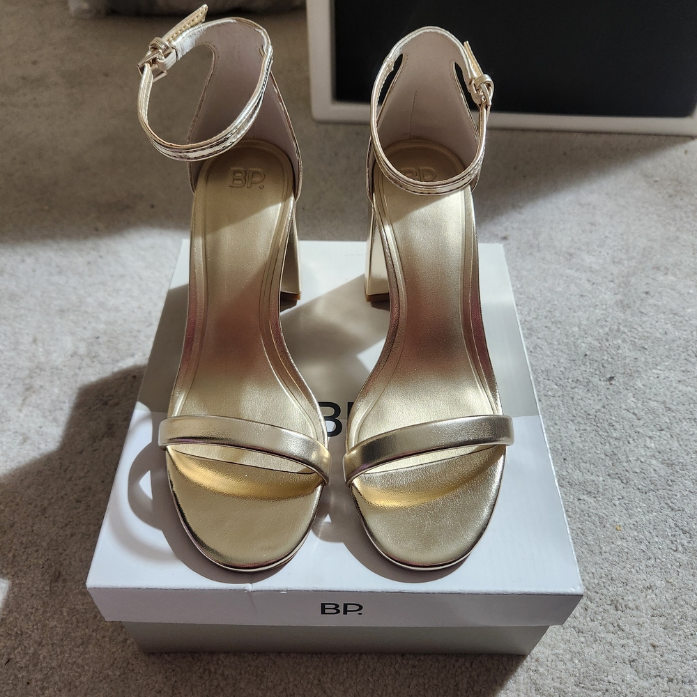 BP Gold Ankle Strap Heels